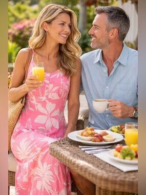 Kiwi & Punch, Lightweight, Vacation Ready Maxi Dress, Sexy Side Slits, L